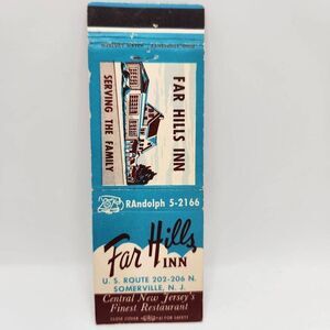 Vintage Matchbook Far Hills Inn US Route 202-206 N Somerville New Jersey Collect